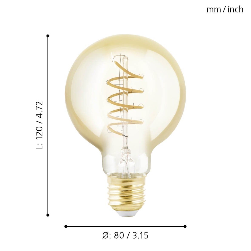 LED Dimmable bulb VINTAGE G80 E27/4W/230V 2200K - Eglo 11876