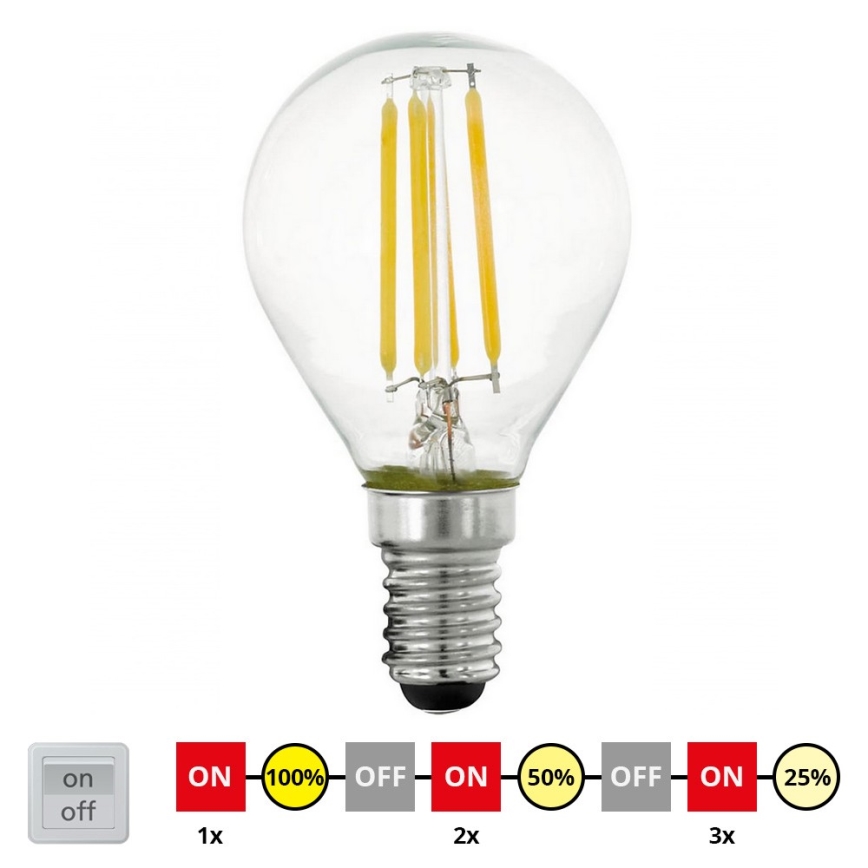 LED Dimmable bulb VINTAGE P45 E14/4W/230V 2700K - STEPDIMMING - Eglo 11754