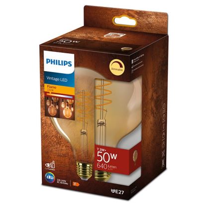 LED Dimmable bulb VINTAGE Philips E27/7,3W/230V 2200K