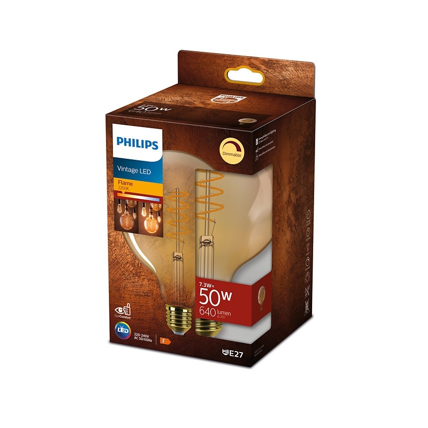 LED Dimmable bulb VINTAGE Philips E27/7,3W/230V 2200K