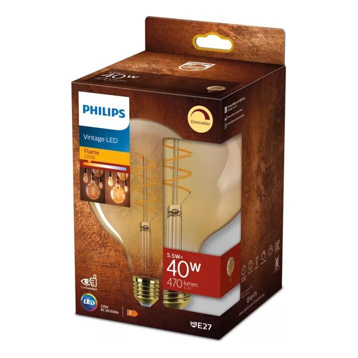 LED Dimmable bulb VINTAGE Philips G125 E27/5,5W/230V 2200K