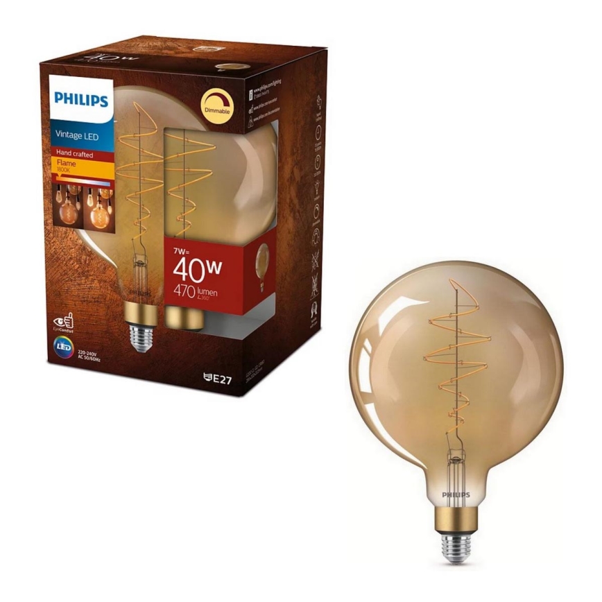 LED Dimmable bulb VINTAGE Philips G200 E27/7W/230V 2000K