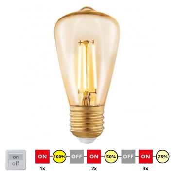 LED Dimmable bulb VINTAGE ST48 E27/3W/230V 2200K - STEPDIMMING - Eglo 12521