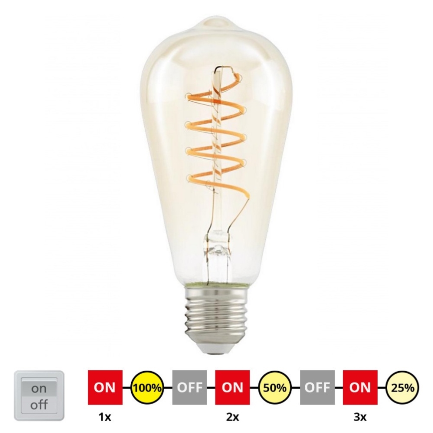LED Dimmable bulb VINTAGE ST64 E27/4W/230V 2200K - STEPDIMMING - Eglo 12522