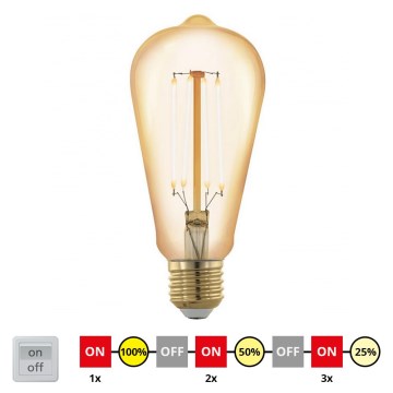 LED Dimmable bulb VINTAGE ST64 E27/4W/230V 2200K - STEPDIMMING - Eglo 12863