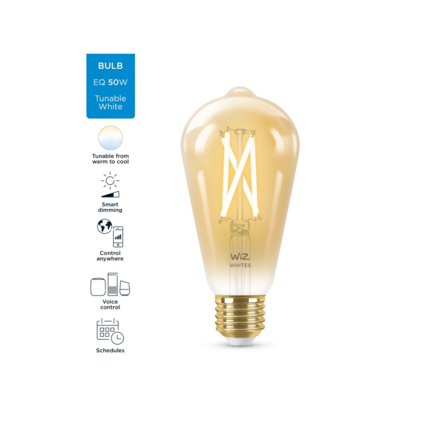 LED Dimmable bulb VINTAGE FILAMENT ST64 E27/7W/230V 2000-5000K CRI 90 Wi-Fi - WiZ
