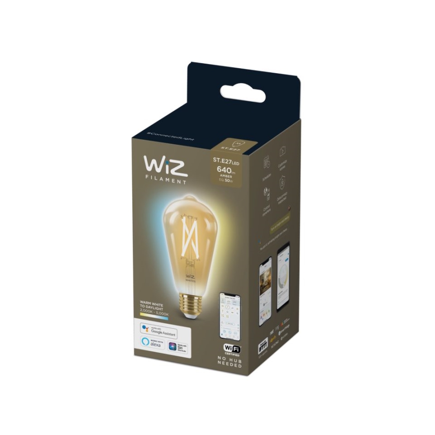 LED Dimmable bulb VINTAGE FILAMENT ST64 E27/7W/230V 2000-5000K CRI 90 Wi-Fi - WiZ