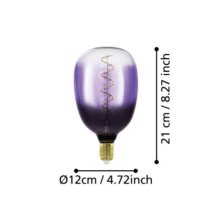 LED Dimmable Bulb VINTAGE T120 E27/4W/230V 1800K Purple - Eglo 110226