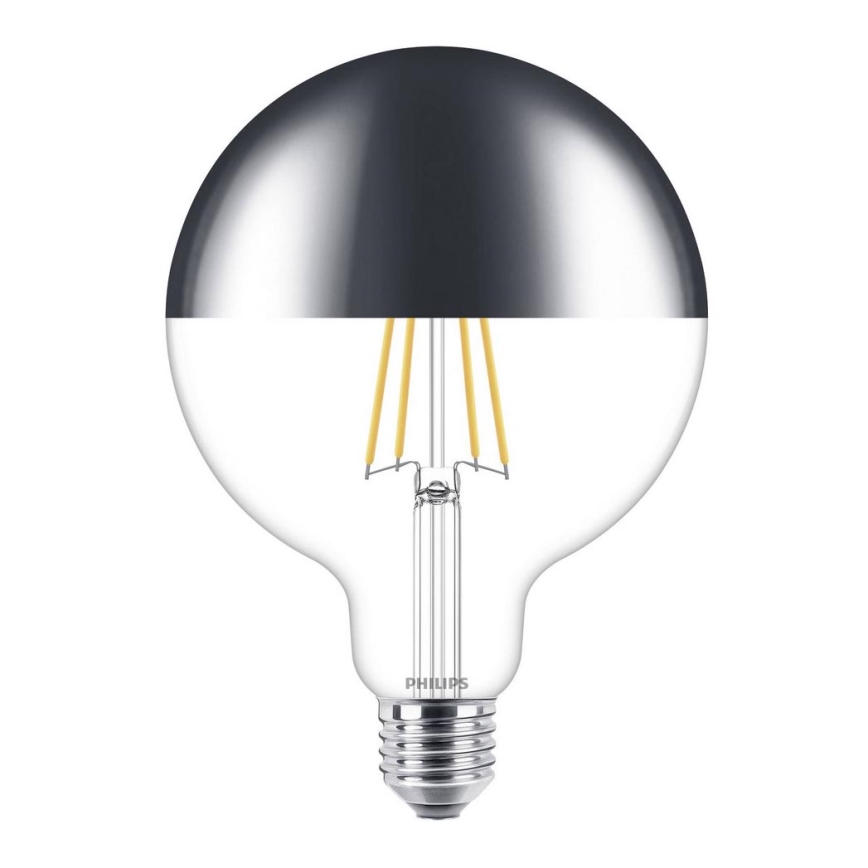 LED Dimmable bulb with a mirror spherical cap DECO Philips G125 E27/7,2W/230V 2700K