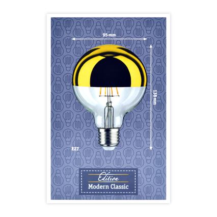LED Dimmable bulb with a mirror spherical cap GLOBE G95 E27/6,5W/230V 2700K gold - Paulmann 28675