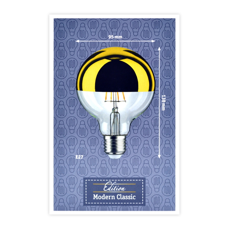 LED Dimmable bulb with a mirror spherical cap GLOBE G95 E27/6,5W/230V 2700K gold - Paulmann 28675