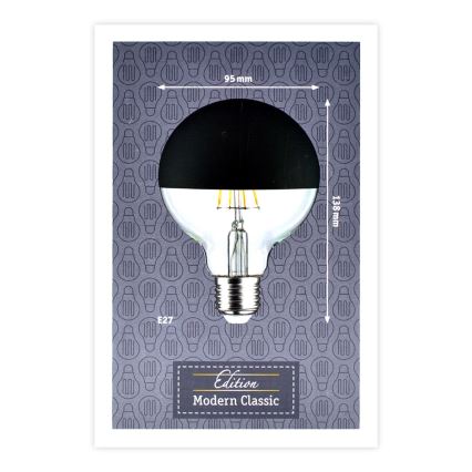 LED Dimmable bulb with a mirror spherical cap GLOBE G95 E27/6,5W/230V 2700K black - Paulmann 28676