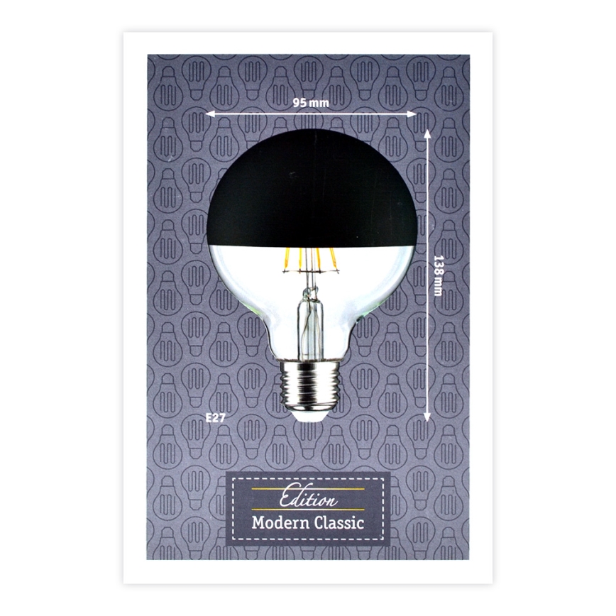 LED Dimmable bulb with a mirror spherical cap GLOBE G95 E27/6,5W/230V 2700K black - Paulmann 28676