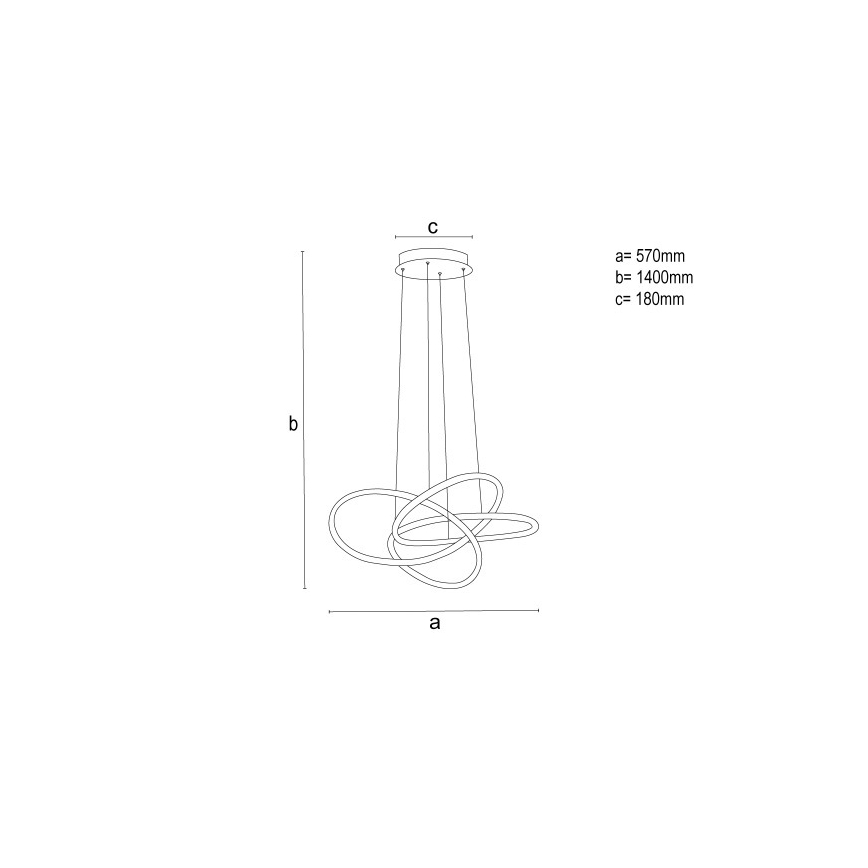 Dimmable LED chandelier suspended on cable, 95 W, 230 V, 3000–6500 K, Ø57 cm + remote control