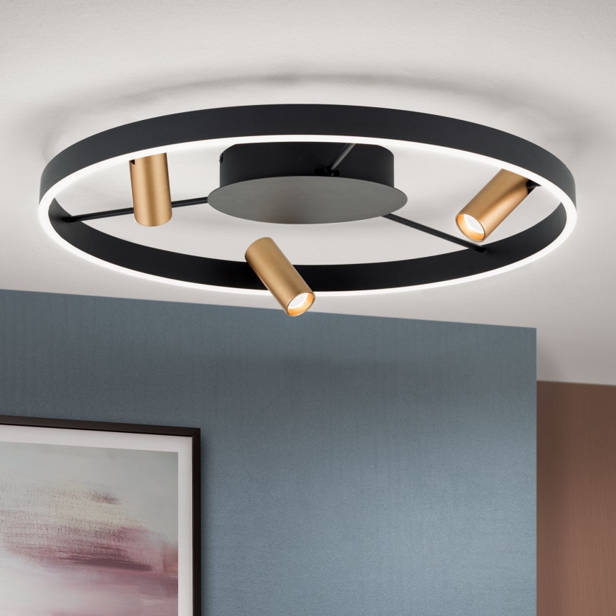 LED Dimmable ceiling light BERLIN LED/50W/230V black/gold