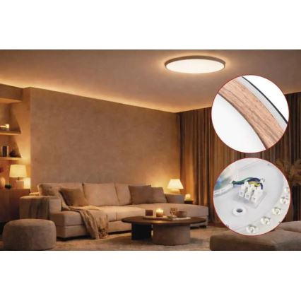 ILVI Dimmable LED Ceiling Fixture LED/30W/230V 2700-6500K Ø 40 cm Black/Beige + Remote Control