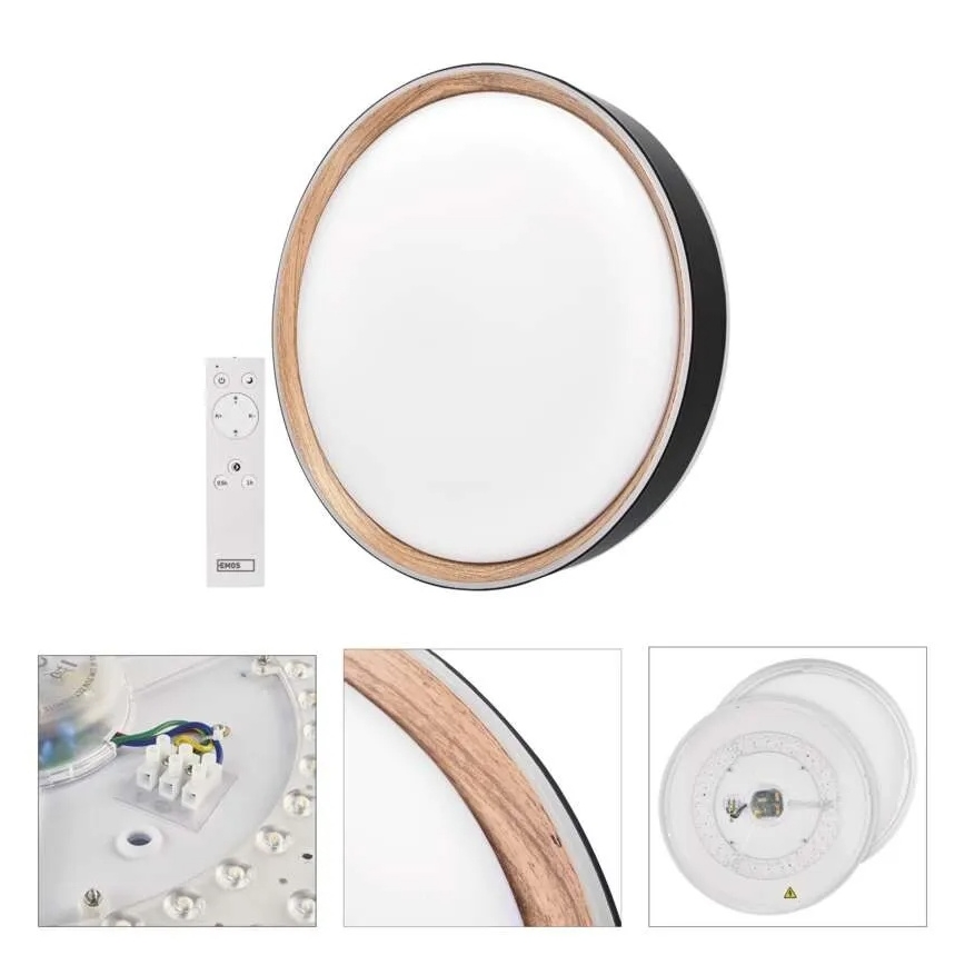 ILVI Dimmable LED Ceiling Fixture LED/30W/230V 2700-6500K Ø 40 cm Black/Beige + Remote Control