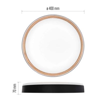 ILVI Dimmable LED Ceiling Fixture LED/30W/230V 2700-6500K Ø 40 cm Black/Beige + Remote Control