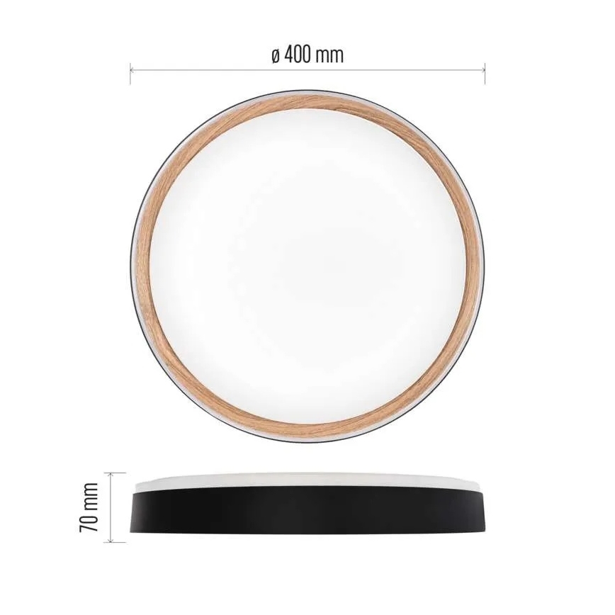 ILVI Dimmable LED Ceiling Fixture LED/30W/230V 2700-6500K Ø 40 cm Black/Beige + Remote Control