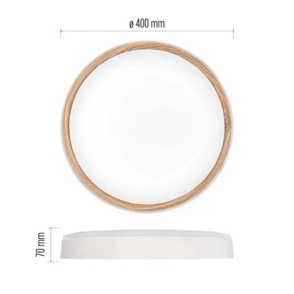 ILVI Dimmable LED Ceiling Light LED/30W/230V 2700-6500K Ø 40 cm White/Beige + Remote Control