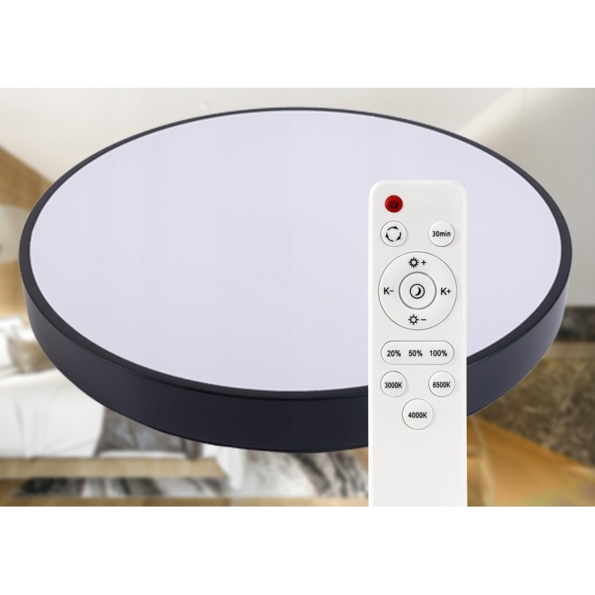 LED Dimmable ceiling light LED/40W/230V 3000-6500K d. 40 cm black + remote control
