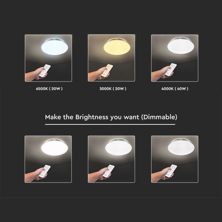 LED Dimmable ceiling light LED/40W/230V 3000K/4000K/6500K + remote control