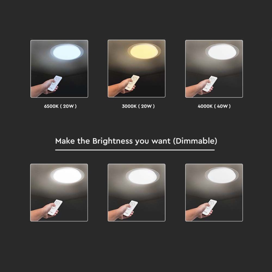 LED Dimmable ceiling light LED/40W/230V 3000K/4000K/6500K + remote control