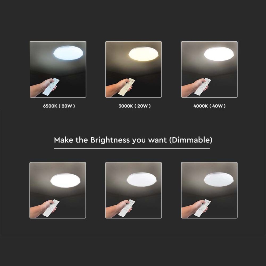 LED Dimmable ceiling light LED/40W/230V 3000K/4000K/6500K + remote control