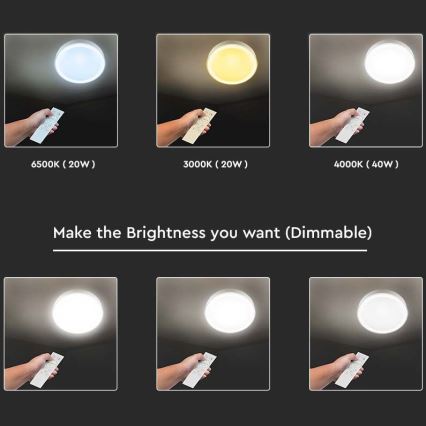 LED Dimmable ceiling light LED/40W/230V 3000K/4000K/6500K d. 41 cm + remote control