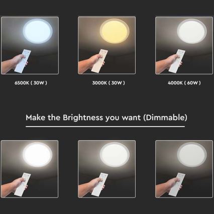 LED Dimmable ceiling light LED/40W/230V 3000K/4000K/6500K + remote control