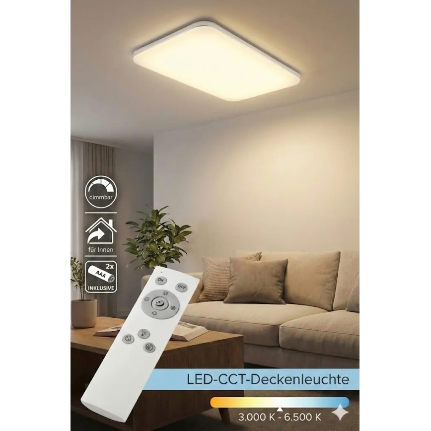 Dimmable LED Ceiling Light LED/48W/230V 3000-6500K White + Remote Control