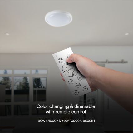 LED Dimmable ceiling light LED/60W/230V 3000-6500K 49,2 cm white + remote control