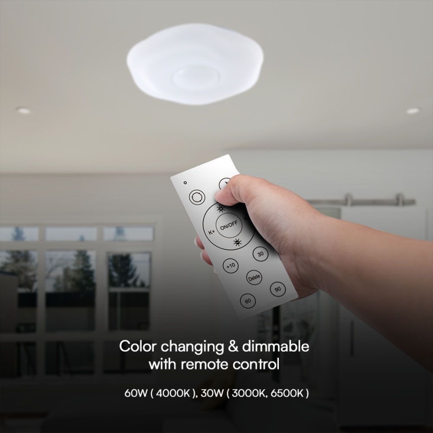 LED Dimmable ceiling light LED/60W/230V 3000-6500K 50 cm white + remote control