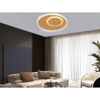LED Dimmable ceiling light LED/65W/230V 3000-6500K brown + remote control