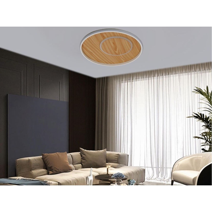 LED Dimmable ceiling light LED/65W/230V 3000-6500K brown + remote control