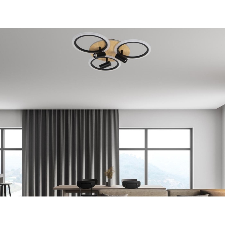 LED Dimmable ceiling light LED/70W/230V 3000-6500K black/brown + remote control
