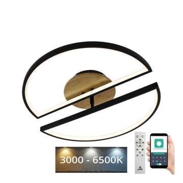 LED Dimmable ceiling light LED/75W/230V 3000-6500K beech + remote control