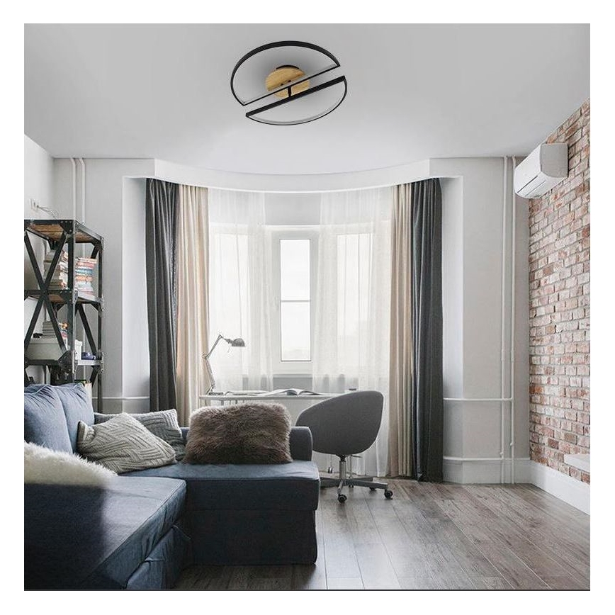 LED Dimmable ceiling light LED/75W/230V 3000-6500K beech + remote control