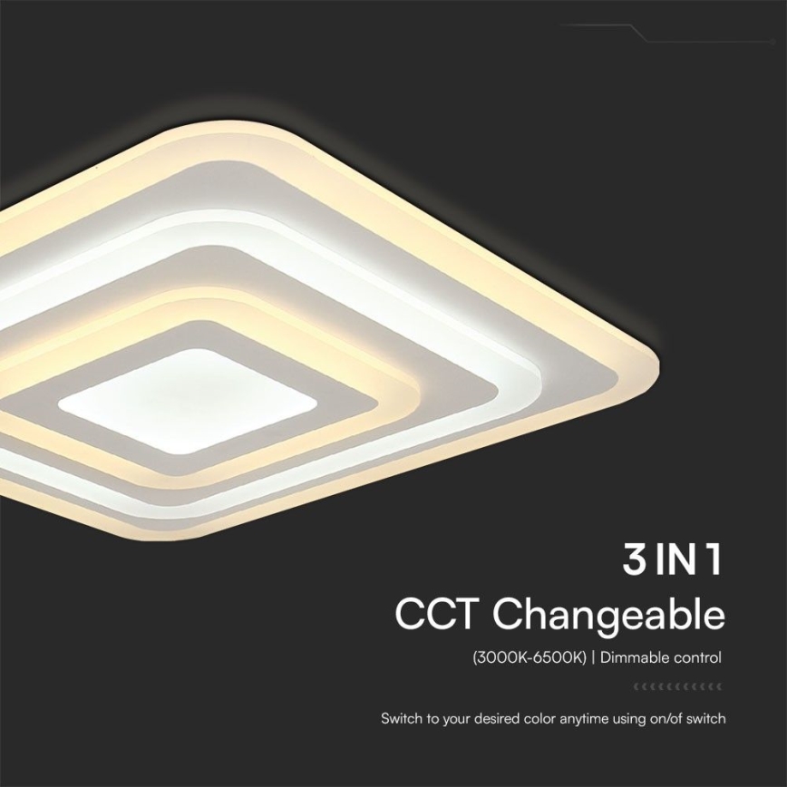 LED Dimmable ceiling light LED/77W/230V 3000-6500K 49,5x49,5 cm + remote control