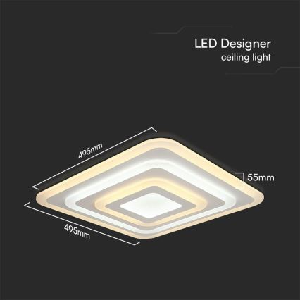 LED Dimmable ceiling light LED/77W/230V 3000-6500K 49,5x49,5 cm + remote control