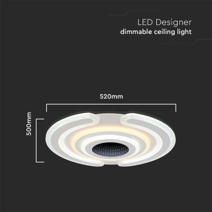 LED Dimmable ceiling light LED/95W/230V 3000-6500K d. 52 cm + remote control