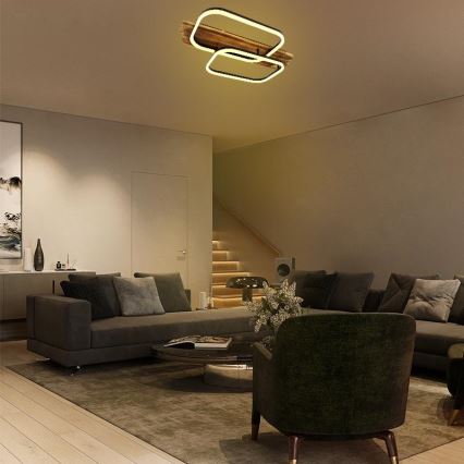 LED Dimmable ceiling light LED/95W/230V 3000-6500K oak + remote control