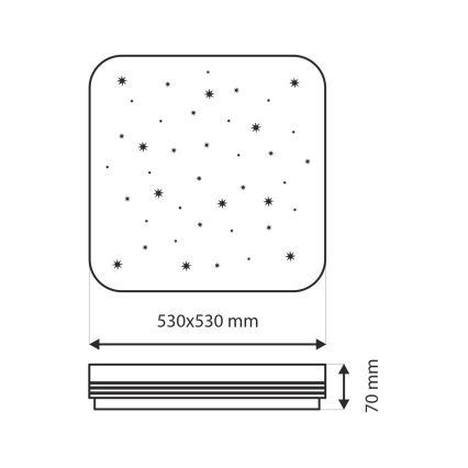 LED Dimmable ceiling light MANA LED/60W/230V 2700-6500K 53x53 cm + remote control
