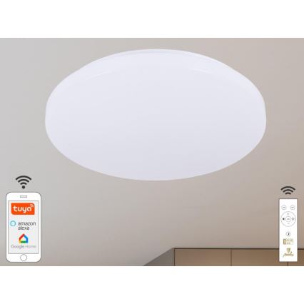 LED Dimmable ceiling light OPAL LED/48W/230V 2700-6500K Wi-Fi Tuya white + remote control