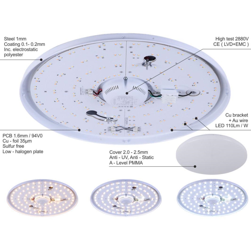 LED Dimmable ceiling light OPAL LED/50W/230V + remote control
