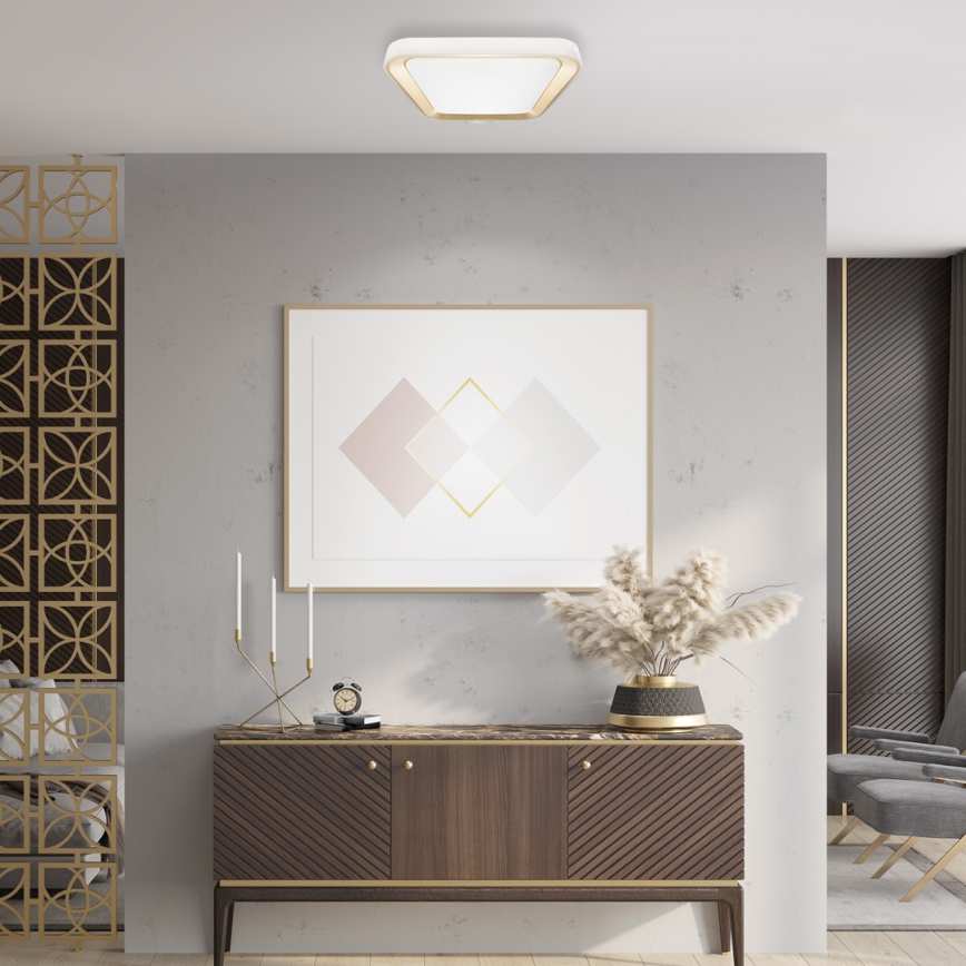 LED Dimmable ceiling light QUADRO LED/38W/230V 3000-6000K white/gold + remote control
