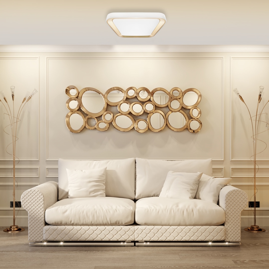 LED Dimmable ceiling light QUADRO LED/66W/230V 3000-6000K white/gold + remote control