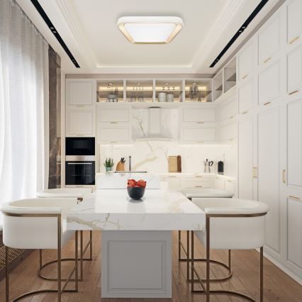 LED Dimmable ceiling light QUADRO LED/66W/230V 3000-6000K white/gold + remote control