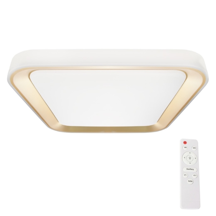 LED Dimmable ceiling light QUADRO LED/66W/230V 3000-6000K white/gold + remote control