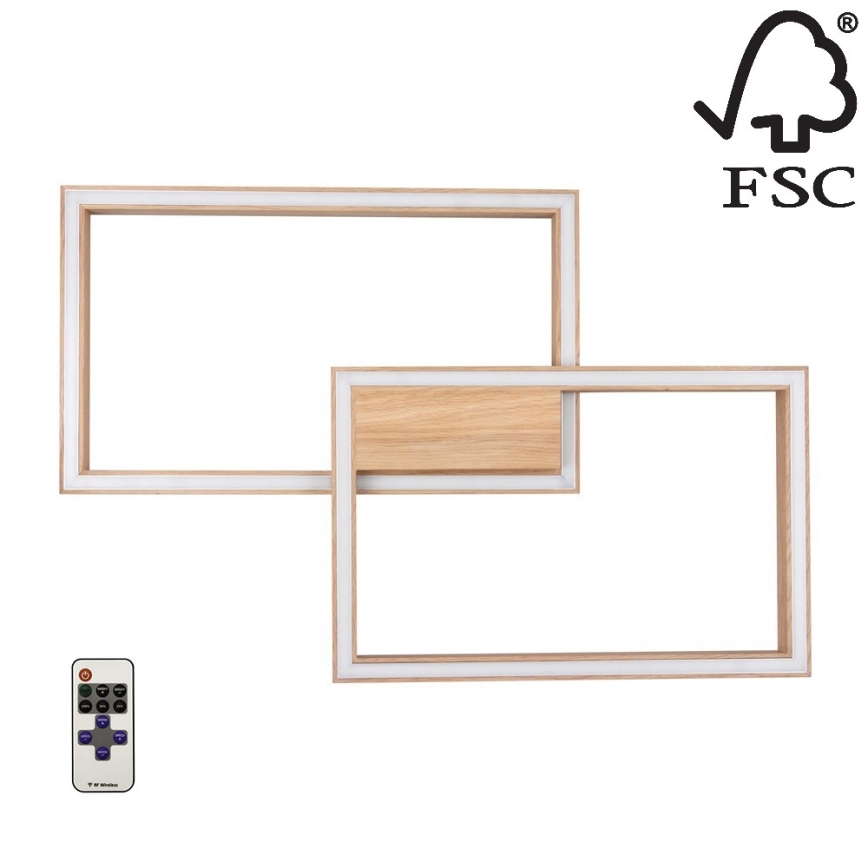 LED Dimmable ceiling light RAMME LED/48W/230V matte oak + remote control – FSC certified